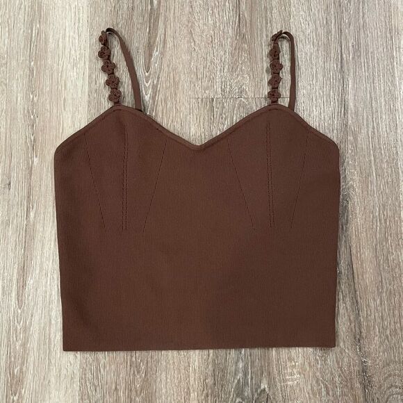 NWT Bailey 44 Brown Rib Cropped Cami - Size: Large - Picture 1 of 6